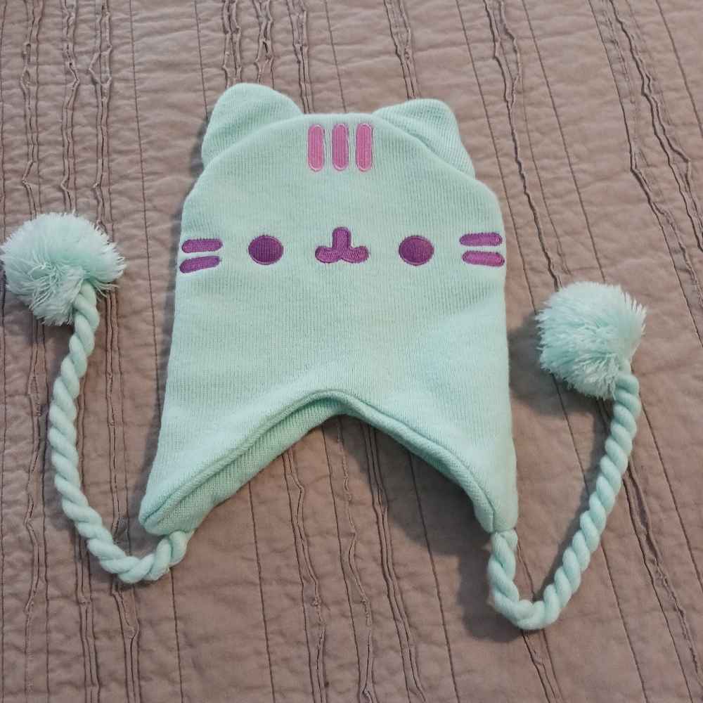 Cute Mint Green Cat Ear Hat with Pom Poms